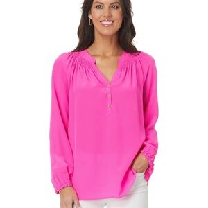 Lilly Pulitzer Elsa Women's Pink Blouse Top L